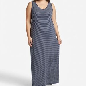 Three Dots Women's 3X Maxi Dress Pullover Sleeveless Tank - Blue Striped - USA